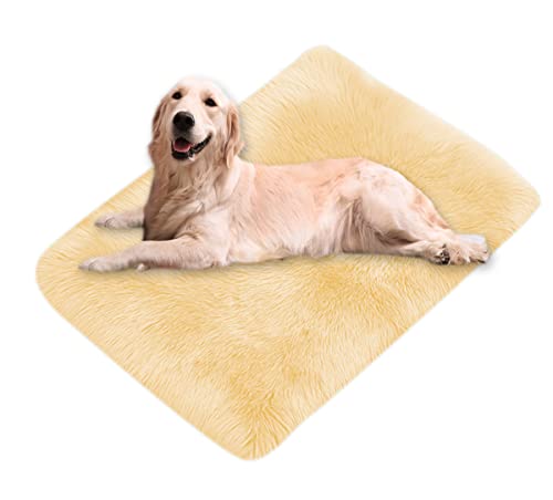 Xpnit Kunstfell-Hundebettmatte, beruhigend, superweich, warm, flauschig, weich, waschbar, für Haustiere, Hunde, rutschfest, 100 x 150 cm, Beige von Xpnit