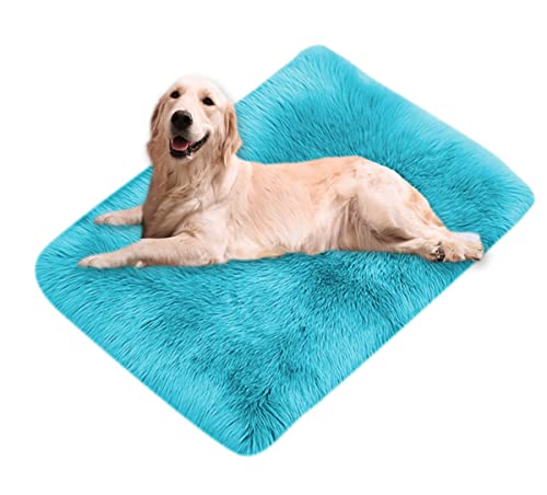 Xpnit Kunstfell-Hundebettmatte, beruhigend, superweich, warm, flauschig, weich, waschbar, für Haustiere, Hunde, rutschfest, 100 x 150 cm, Blau von Xpnit