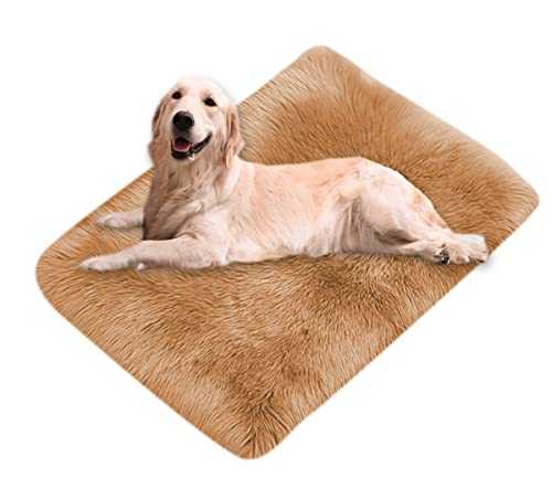 Xpnit Kunstfell-Hundebettmatte, beruhigend, superweich, warm, flauschig, weich, waschbar, für Haustiere, Hunde, rutschfest, 100 x 150 cm, Khaki von Xpnit