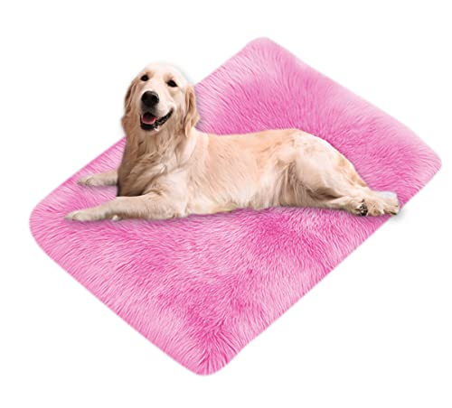 Xpnit Kunstfell-Hundebettmatte, beruhigend, superweich, warm, flauschig, weich, waschbar, für Haustiere, Hunde, rutschfest, 100 x 150 cm, Rosenrot von Xpnit