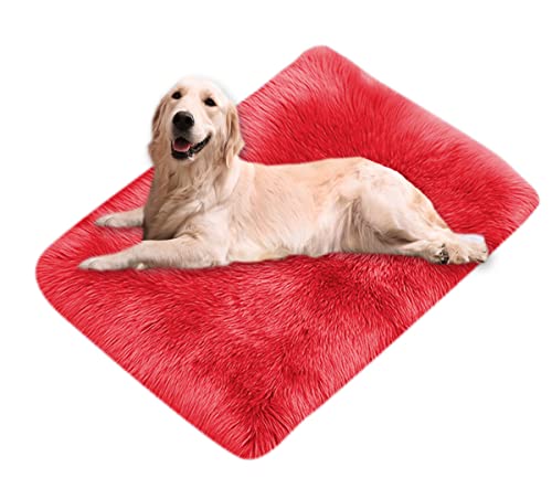Xpnit Kunstfell-Hundebettmatte, beruhigend, superweich, warm, flauschig, weich, waschbar, für Hunde, rutschfest, 100 x 150 cm, Rot von Xpnit