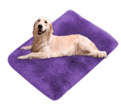 Xpnit Kunstfell-Hundebettmatte, beruhigend, superweich, warm, flauschig, weich, waschbar, für Hunde, rutschfest, 90 x 130 cm, Violett von Xpnit