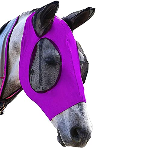 Xpnit Pferdekopfmaske Fliegenmaske, Anti-UV Pferd Insektennetz Fliegenmaske Pferde Gesicht Fliegen Maske Pferd Fliegenmaske mit Ohrenschutz (lila) von Xpnit