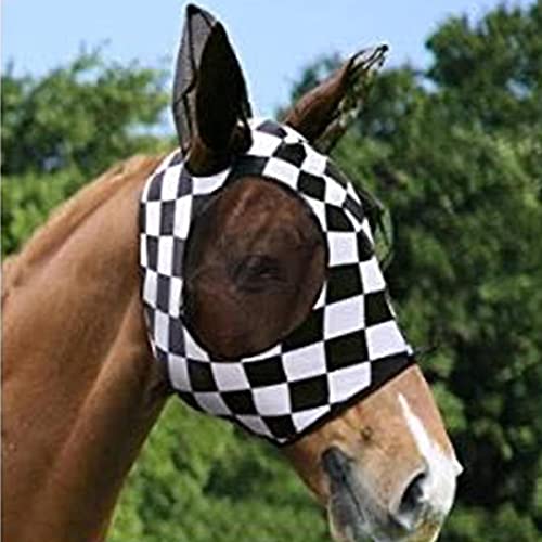 Xpnit Pferdekopfmaske Fliegenmaske, Anti-UV-Pferde-Insektennetz, Fliegenmaske, Pferdegesicht, fliegende Masken, Pferdefliegenmaske mit Ohrenschutz (weiß) von Xpnit