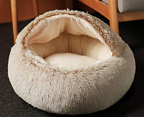 Xpnit Warmes Haustierbett aus Plüsch, für Hunde und Katzen, waschbar, für den Herbst und Winter, Durchmesser 40 cm, Braun von Xpnit