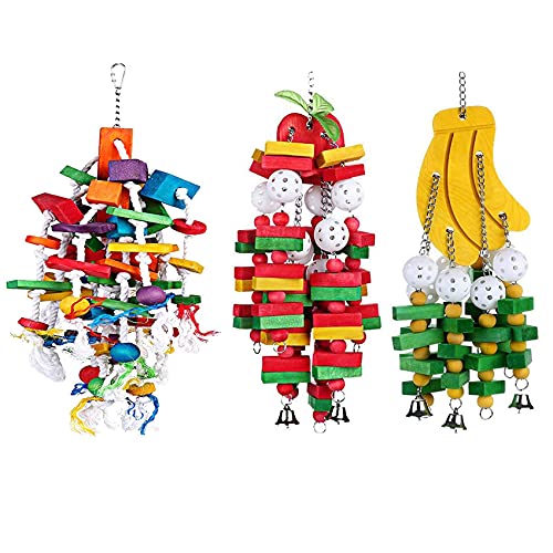 Xptieeck 1 x Vogel-Kauspielzeug für Papageienkäfig, groß, mittelgroß, 2 Stück Bananen-Papageien-Kuchen-Kauspielzeug, Ara, Vogelspielzeug von Xptieeck