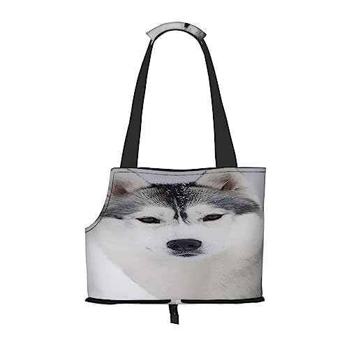 Alaskan Dog Siberian Husky, weiche Seitentasche für Reisen, Tragetasche, Handtasche, tragbare kleine Haustiertrage, Umhängetasche von XqmarT