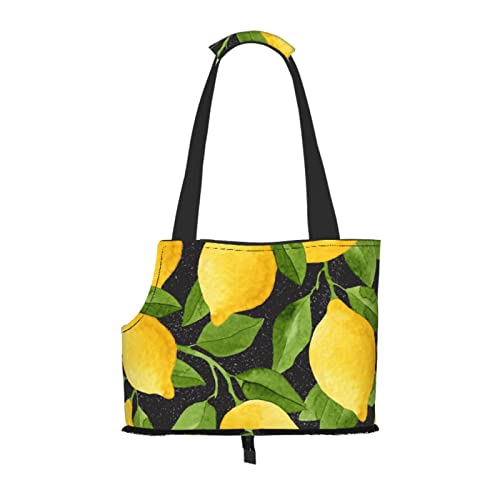 Aquarell-Zitronenfrucht, weiche Seiten-Reise-Haustier-Tragetasche, Handtasche, tragbare kleine Haustier-Tragetasche, Umhängetasche von XqmarT