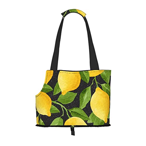 Aquarell-Zitronenfrucht, weiche Seiten-Reise-Haustier-Tragetasche, Handtasche, tragbare kleine Haustier-Tragetasche, Umhängetasche von XqmarT