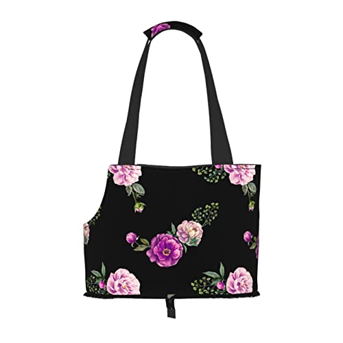 Aquarell lila Blumenrosen, weiche Seitentasche für Reisen, Tragetasche, Handtasche, tragbare kleine Tragetasche für Haustiere, Umhängetasche von XqmarT