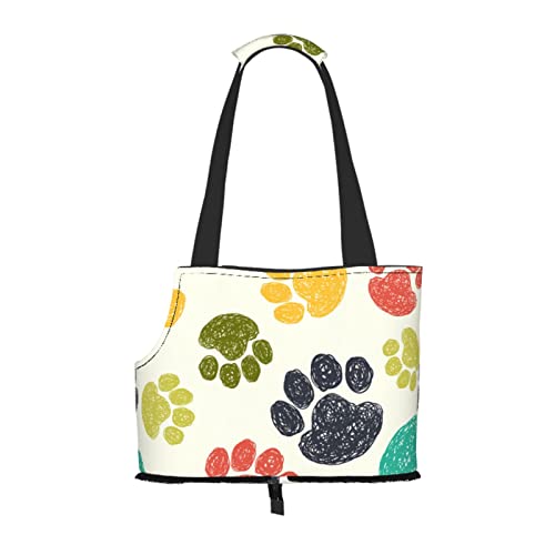 Bunter Doodle Paw Rainbow, weiche Seitentasche für die Reise, Tragetasche, Handtasche, tragbare kleine Tragetasche für Haustiere, Umhängetasche von XqmarT