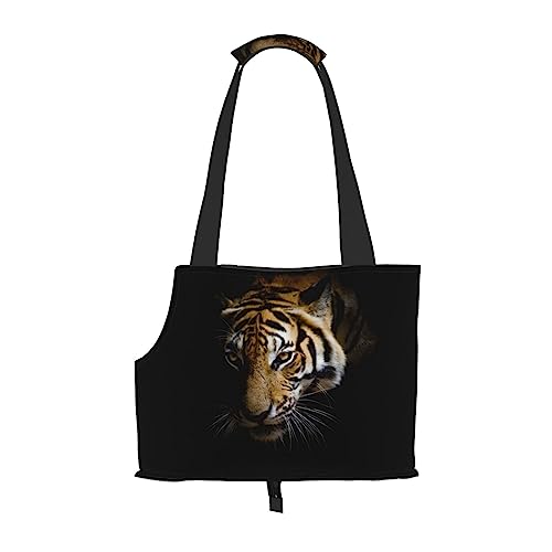 Cooles Tigerkopf-Muster, weiche Seiten-Reise-Tragetasche für Haustiere, Handtasche, tragbare kleine Haustier-Tragetasche, Umhängetasche von XqmarT