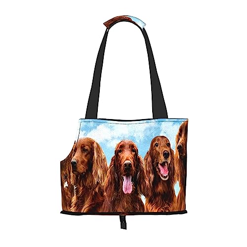 Irish Setter Funny Team, weiche Seitentasche für Reisen, Tragetasche, Handtasche, tragbare kleine Tragetasche für Haustiere, Umhängetasche von XqmarT