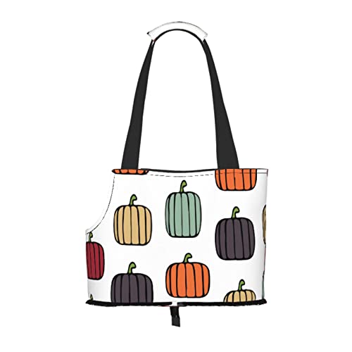 Kürbisse Herbstfarben, weiche Seitentasche für die Reise, Tragetasche für Haustiere, Handtasche, tragbare kleine Tragetasche für Haustiere, Umhängetasche von XqmarT