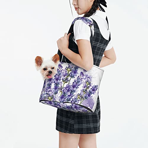 Lila Lavendel mit Libelle, weiche Seitentasche für Reisen, Tragetasche, Handtasche, tragbare kleine Tragetasche für Haustiere, Umhängetasche von XqmarT