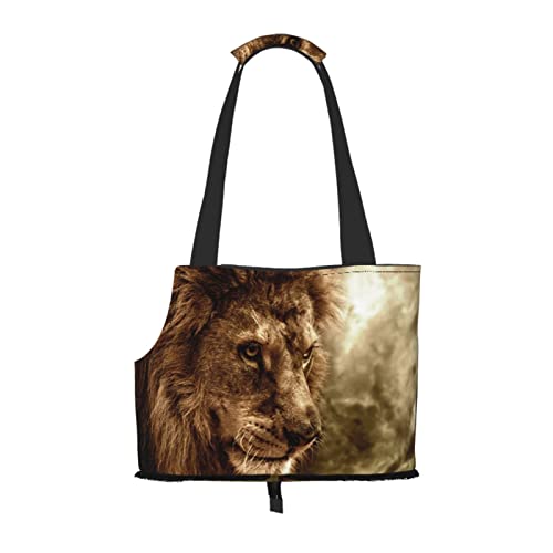 Lion Retro Sky, weiche Seiten-Reise-Transporttasche für Haustiere, Handtasche, tragbare kleine Haustier-Transporttasche, Umhängetasche von XqmarT