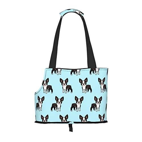 Niedlicher Boston Terrier-Freund, weiche Seiten-Reise-Transporttasche für Haustiere, Handtasche, tragbare kleine Haustier-Transporttasche, Umhängetasche von XqmarT