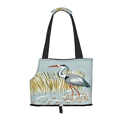 Reiher-Vogel-Kunstdruck, weiche Seiten-Reise-Haustier-Tragetasche, Handtasche, tragbare kleine Haustier-Tragetasche, Umhängetasche von XqmarT