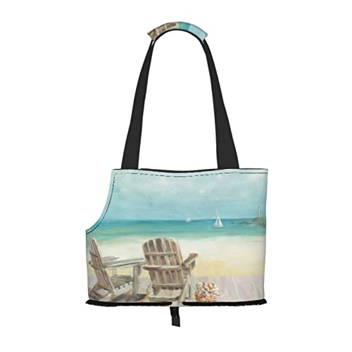 Seaside Morning Aquarell-Kunst, weiche Seiten, Reise-Haustier-Tragetasche, Handtasche, tragbare kleine Haustier-Tragetasche, Umhängetasche von XqmarT