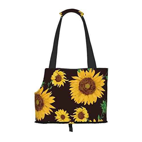 Sommer-Sonnenblumen-Blumenmuster, weiche Seiten-Reise-Haustier-Tragetasche, Handtasche, tragbare kleine Haustier-Tragetasche, Umhängetasche von XqmarT