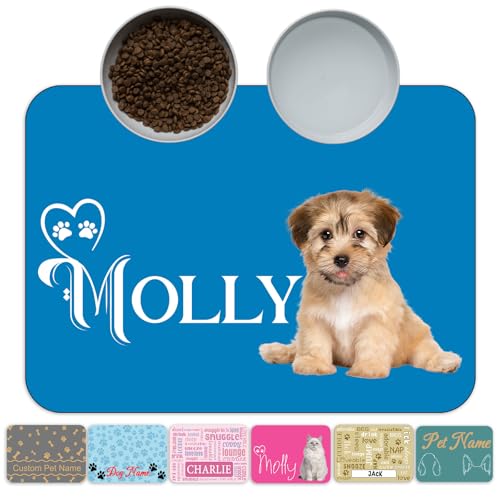 Xsersao Personalisierte Haustier-Füttermatte, individueller Name, Hundefuttermatte, personalisierbar, Wasser-Tischsets, wasserdichtes und rutschfestes Design für Hunde und Katzen, Stil 5 Xsersao Personalisierte Haustier-Füttermatte, individueller Name, Hundefuttermatte, personalisierbar, Wasser-Tischsets, wasserdichtes und rutschfestes Design für Hunde und Katzen, Stil 5 von Xsersao