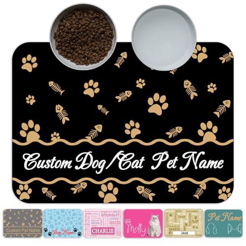 Xsersao Personalisierte Futtermatte für Haustiere, mit individuellem Namen, Hundefuttermatte, personalisierbar, wasserfestes und rutschfestes Design für Hunde und Katzen, Stil 1 Xsersao Personalisierte Futtermatte für Haustiere, mit individuellem Namen, Hundefuttermatte, personalisierbar, wasserfestes und rutschfestes Design für Hunde und Katzen, Stil 1 von Xsersao