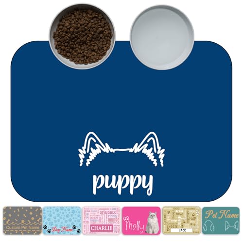 Xsersao Personalisierte Futtermatte für Haustiere, mit individuellem Namen, Hundefuttermatte, personalisierbar, wasserfestes und rutschfestes Design für Hunde und Katzen, Stil 6 Xsersao Personalisierte Futtermatte für Haustiere, mit individuellem Namen, Hundefuttermatte, personalisierbar, wasserfestes und rutschfestes Design für Hunde und Katzen, Stil 6 von Xsersao