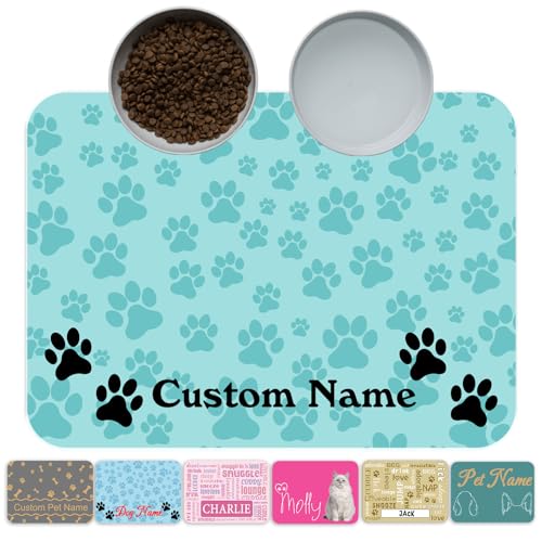 Xsersao Personalisierte Haustier-Futtermatte, individueller Name, Hundefuttermatte, individuelle Katzen-Wasser-Tischsets, wasserdichtes und rutschfestes Design für Hunde und Katzen, Stil 2 Xsersao Personalisierte Haustier-Futtermatte, individueller Name, Hundefuttermatte, individuelle Katzen-Wasser-Tischsets, wasserdichtes und rutschfestes Design für Hunde und Katzen, Stil 2 von Xsersao