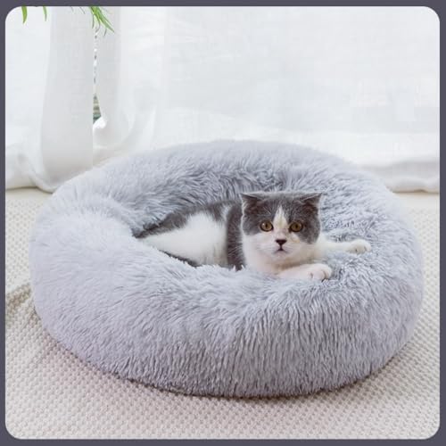 Xshelley Beruhigendes Hunde- und Katzenbett, Anti-Angst, Donut-Kuschelbett, wärmend, gemütlich, weich, rundes Bett, flauschiges Kunstfell-Plüschkissen, das Haustierbett ist maschinenwaschbar (50 cm) Xshelley Beruhigendes Hunde- und Katzenbett, Anti-Angst, Donut-Kuschelbett, wärmend, gemütlich, weich, rundes Bett, flauschiges Kunstfell-Plüschkissen, das Haustierbett ist maschinenwaschbar (50 cm) von Xshelley