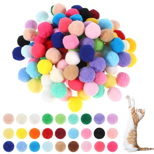 Xthrotsenk Katzenspielzeugbälle, 2,5 cm, bunt, weich, interaktiv, für Kätzchen, interaktiv, interaktives Spielzeug, leises Spielzeug für Katzen, Haustiere, 100 Stück von Xthrotsenk