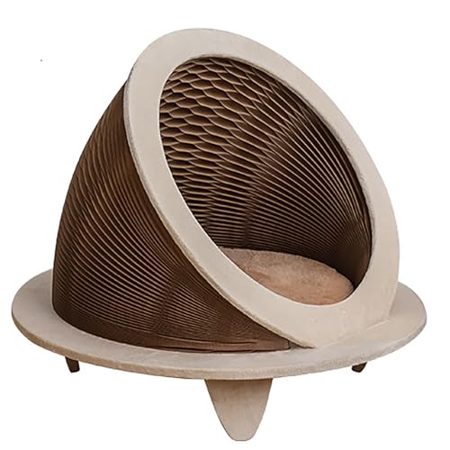 Faltbares Katzennest Kuppelform Kraftpapier Honigwaben Höhle Mit Plüschmatte Und Holzrahmen Modernes Design Halboffenes Katzenhaus Für Drinnen Leicht Aufbaubar,Brown Faltbares Katzennest Kuppelform Kraftpapier Honigwaben Höhle Mit Plüschmatte Und Holzrahmen Modernes Design Halboffenes Katzenhaus Für Drinnen Leicht Aufbaubar,Brown von Xtroml