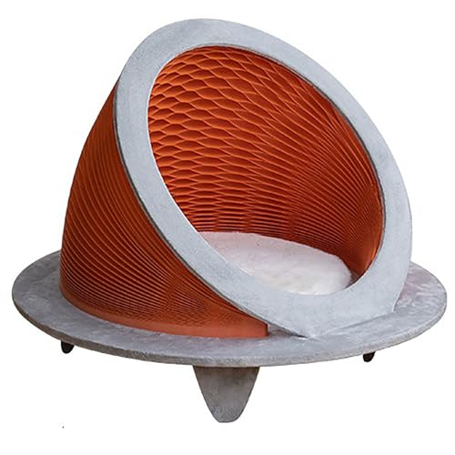 Faltbares Katzennest Kuppelform Kraftpapier Honigwaben Höhle Mit Plüschmatte Und Holzrahmen Modernes Design Halboffenes Katzenhaus Für Drinnen Leicht Aufbaubar,Orange Gray Faltbares Katzennest Kuppelform Kraftpapier Honigwaben Höhle Mit Plüschmatte Und Holzrahmen Modernes Design Halboffenes Katzenhaus Für Drinnen Leicht Aufbaubar,Orange Gray von Xtroml