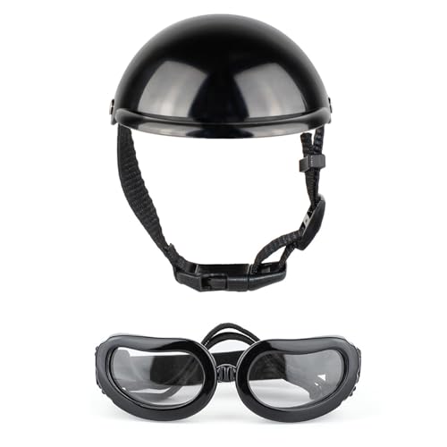 XuQiZZpp Welpen-Sonnenbrille und Helm-Set, Hundehelm mit Ohrloch, cooler Helm für Fahrrad, Hundebrille für Outdoor-Aktivitäten XuQiZZpp Welpen-Sonnenbrille und Helm-Set, Hundehelm mit Ohrloch, cooler Helm für Fahrrad, Hundebrille für Outdoor-Aktivitäten von XuQiZZpp