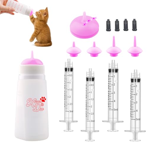 Xuanda Kitten Bottle Feeding Kit mit Futternippel und Spritze, Weiches Silikon Stillen Haustier Fütterung Flasche, Belüftungsventil Resistentes Reißen für Kleine Welpen, Kätzchen, Kaninchen (S Xuanda Kitten Bottle Feeding Kit mit Futternippel und Spritze, Weiches Silikon Stillen Haustier Fütterung Flasche, Belüftungsventil Resistentes Reißen für Kleine Welpen, Kätzchen, Kaninchen (S von Xuanda