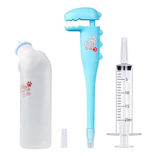 Xuanda Pet Pill Shooter, Pillenspender mit 20 ml Spritzen und Stillflasche für Katzen, Hunde und Kleintiere (blau) von Xuanda