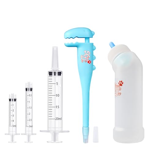 Xuanda Pet Pill Shooter, inklusive Spritze und Futterflasche und Nippel, geeignet für die Fütterung von Medizin oder Milch an Katzen/Hunde/Kaninchen und alle Tiere (Blau) von Xuanda
