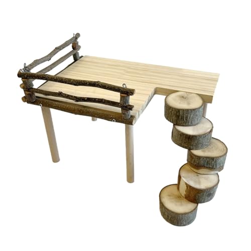 Spielständer aus Naturholz, doppellagig, Kletterplattform mit Leiter für Hamster und Eichhörnchen, einfache Montage Spielständer aus Naturholz, doppellagig, Kletterplattform mit Leiter für Hamster und Eichhörnchen, einfache Montage von Xuanxi
