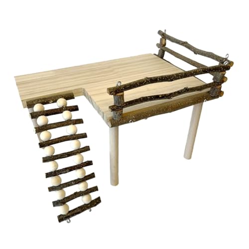 Spielständer aus Naturholz, doppellagig, Kletterplattform mit Leiter für Hamster und Eichhörnchen, einfache Montage Spielständer aus Naturholz, doppellagig, Kletterplattform mit Leiter für Hamster und Eichhörnchen, einfache Montage von Xuanxi
