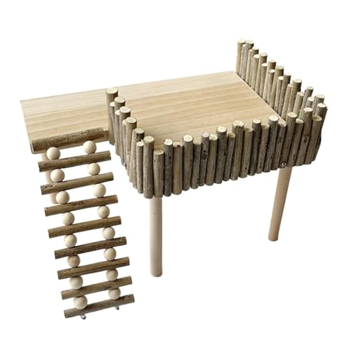 Spielständer aus Naturholz, doppellagig, Kletterplattform mit Leiter für Hamster und Eichhörnchen, einfache Montage Spielständer aus Naturholz, doppellagig, Kletterplattform mit Leiter für Hamster und Eichhörnchen, einfache Montage von Xuanxi