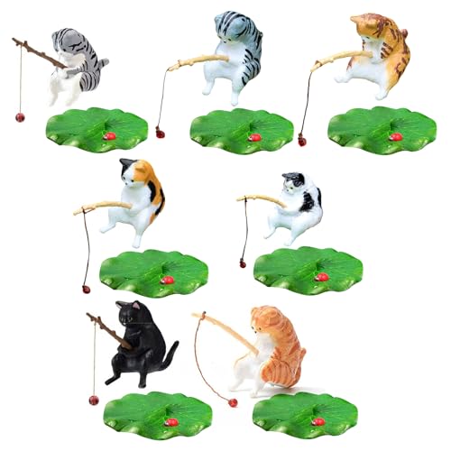 Xuanxi Aquarium-Dekoration, Aquarium-Landschaftsbau, Zaunaufhänger, Statuen, Zubehör, Cartoon, Angeln, Kätzchen, Ornament von Xuanxi