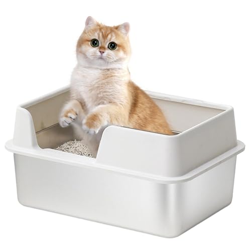 Xujuika Oben Offene Edelstahl Katzentoilette, Hohe Seite Spritzwassergeschützt Katzentoilette Aus Metall, Katzentoilette Oben Offen Hohe Seite Box Für Alle Katzen, Leicht Zu Reinigen Xujuika Oben Offene Edelstahl Katzentoilette, Hohe Seite Spritzwassergeschützt Katzentoilette Aus Metall, Katzentoilette Oben Offen Hohe Seite Box Für Alle Katzen, Leicht Zu Reinigen von Xujuika