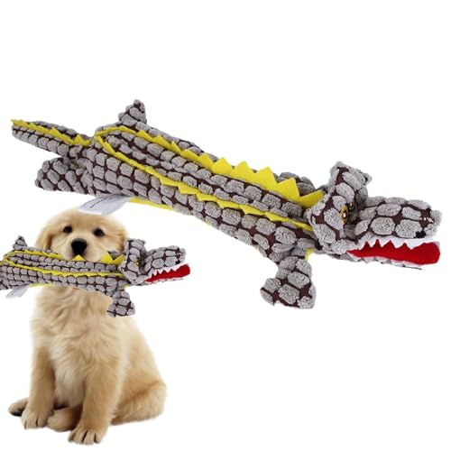 Xujuika Quietschspielzeug für Hunde, interaktives Spielzeug, Quietschspielzeug für Hunde,Unzerstörbarer robuster Krokodil-Quietschplüsch - Unzerstörbar, robust, quietschend für aggressive Kauer, süßes von Xujuika