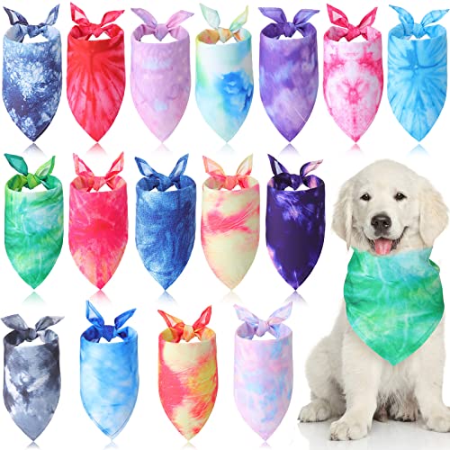 16 Stück Cowboy Hund Bandanas Kopftuch Haustier Dreieck Schal Feiertag Jahreszeit Hund Halstuch Waschbares Süßes Hund Lätzchen für Kleine Mittlere Große Hunde Katzen (Lebendiges Muster) von Xuniea