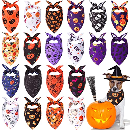 20er Pack Halloween Hunde Bandanas Große Mädchen Junge Hundelätzchen Hundeschal Feiertags Haustier Bandana Hundetaschentuch für Kleine Mittelgroße Hunde Zubehör Outfit Geburtstag Festival von Xuniea