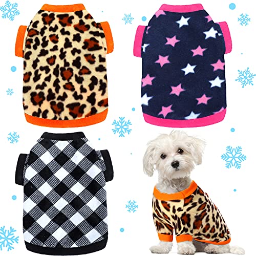 3 Stück Winter-Hunde-Kleidung, warme Hunde-Shirts, weiches Fleece, Welpen-Kleidung, bunte Verdickung, Hunde-Pyjama, Winter-Outfits, Hundepullover für kleine Haustiere, Hunde, Katzen, Teddy, Größe M von Xuniea