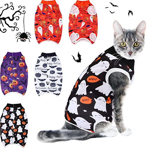4 Stück Halloween Katze Operation Genesungsanzug Katze Wunde OP Anzug Katze Süße nach Operationen Pyjamas für Bauchwunden Hautkrankheiten Katze Halloween Kostüme für Katzen Haustiere (S) von Xuniea