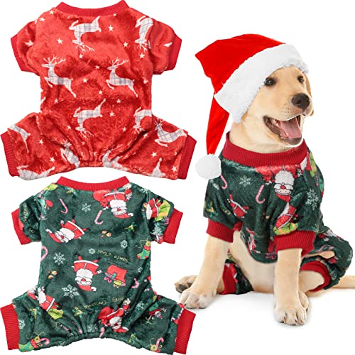 Weihnachts-Hunde-Pyjama, Weihnachts-Shirt, warme Schlafkleidung, Weihnachts-/Hunde-Pyjamas, Shirts für Zuhause, Urlaub, Party-Dekorationen (grüner Weihnachtsmann, Elch, Größe M) von Xuniea