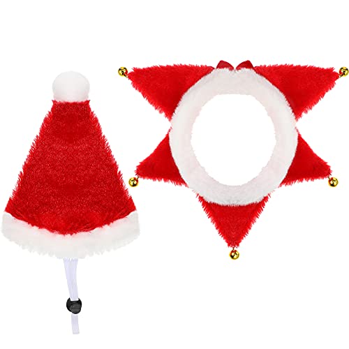 Weihnachtsmütze für Hunde und Katzen, Weihnachtshalsband mit Glöckchen, 2 Stück von Xuniea