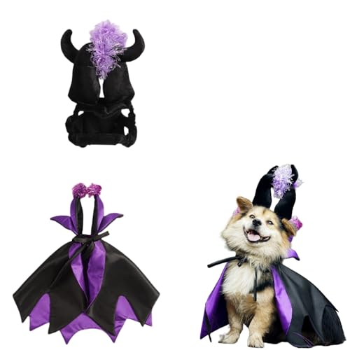 Halloween-Hexenumhang für Hunde, Zaubererhut, lustige Zauberer-Katzenkleidung, Halloween-Haustier-Zaubererkostüm, Hexenumhang und Hut-Set für Katzen und Hunde Halloween-Hexenumhang für Hunde, Zaubererhut, lustige Zauberer-Katzenkleidung, Halloween-Haustier-Zaubererkostüm, Hexenumhang und Hut-Set für Katzen und Hunde von Xusdamyj