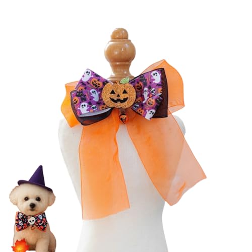 Halloween-Hundehalsband mit Fliege, abnehmbar, verstellbar, für kleine, mittelgroße und große Hunde von Xusdamyj